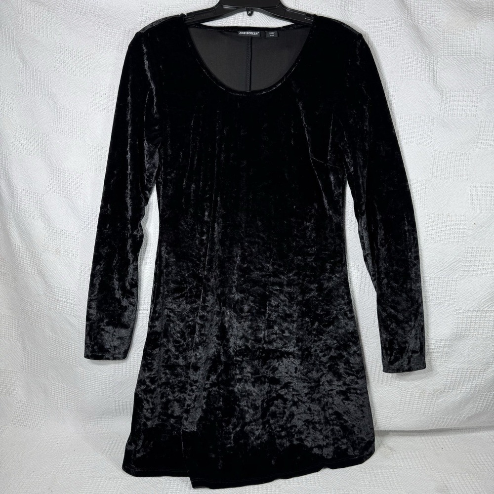 Joe Boxer Vtg Y2K Black Velvet/Velour Dress Juniors Size Medium